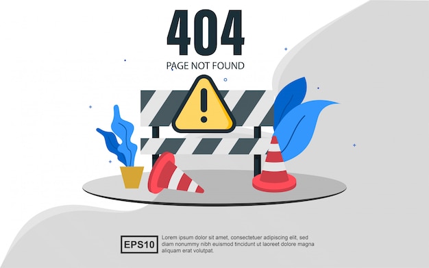 Plik wektorowy błąd 404 strony docelowej szablonu strony internetowej ze stożkami.