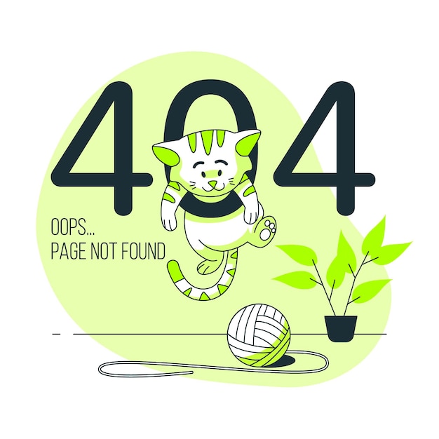 Błąd 404 ze słodką ilustracją koncepcji zwierząt