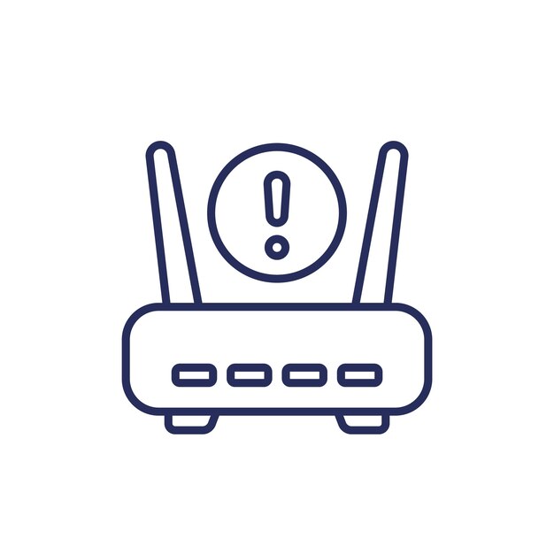 Plik wektorowy błąd modemu routerowego lub ikona linii ostrzegawczej