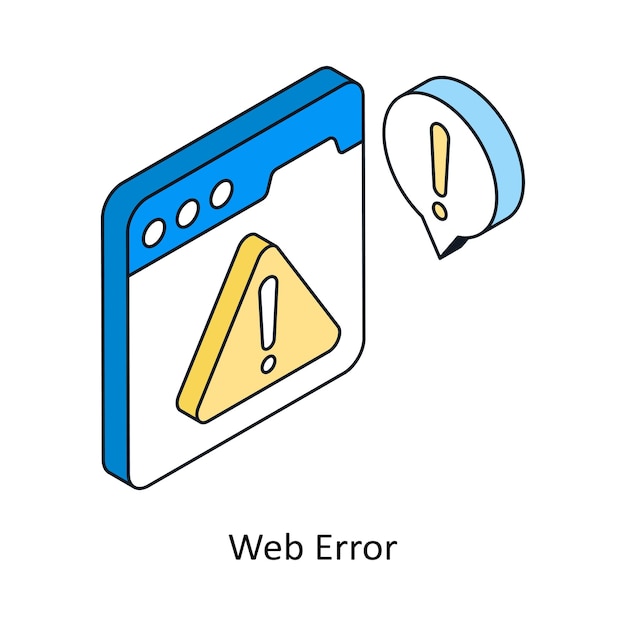 Błąd Web Ikona stylu izometrycznego Symbol na białym tle Plik EPS 10