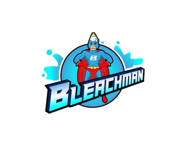 Bleach Man Karikatura Superbohater Postać Logo Projekt Szablonu
