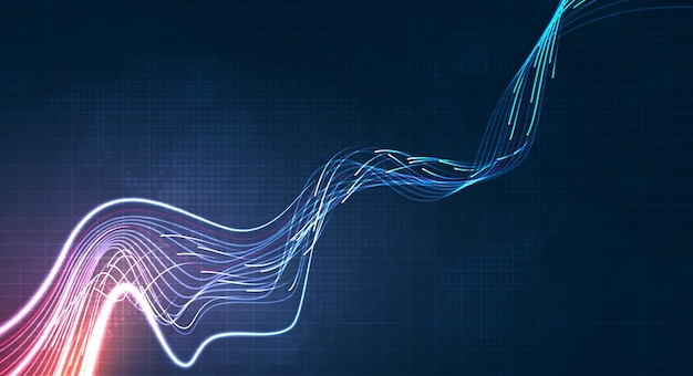 Błękitna paska światła linia prędkości włókna optycznego futurystyczne tło dla technologii 5g lub 6g bezprzewodowa transmisja danych szybki internet w abstrakcyjnym projekcie wektorowym sieci internetowej