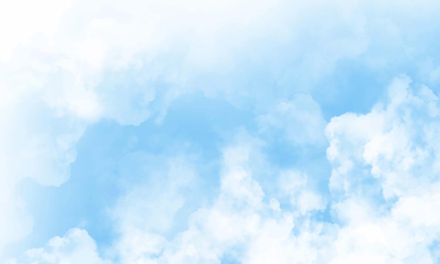 Plik wektorowy błękitne niebo i chmury w tle akwarela