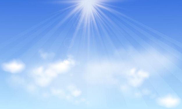 Plik wektorowy błękitne niebo z chmurami i promieniami słońca