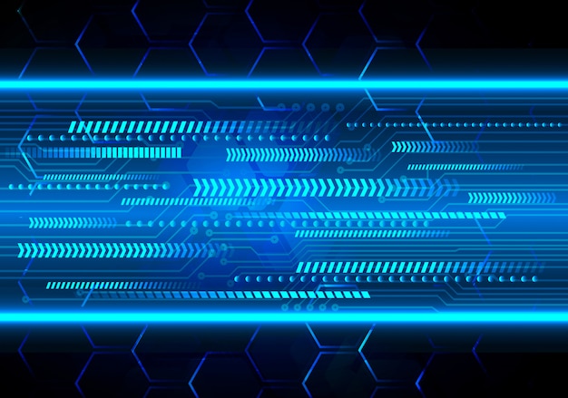 Błękitnego strzałkowatego cyber obwodu technologii pojęcia przyszłościowy tło