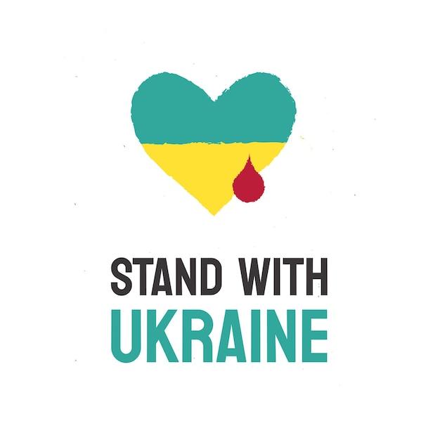 Błękitno-żółte Serce Z Kroplą Krwi To Symbol Wojny Na Ukrainie