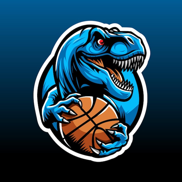 Plik wektorowy błękitny tyrannosaurus rex wektor koszykówki