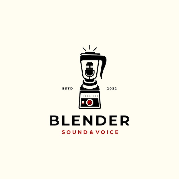 Blender Mixer Z Mikrofonem Głosowym Podcast Radio Muzyka Inspiracja Do Projektowania Logo