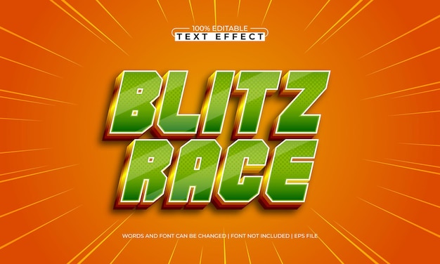 blitz race edytowalny efekt tekstu z stylem tekstu wyścigu i prędkości