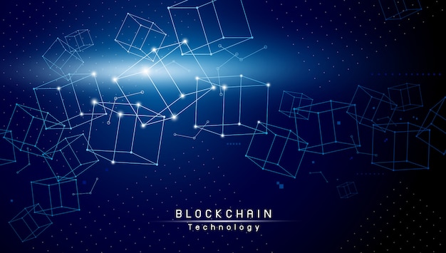 Blockchain technologii projekt na błękitnym tle