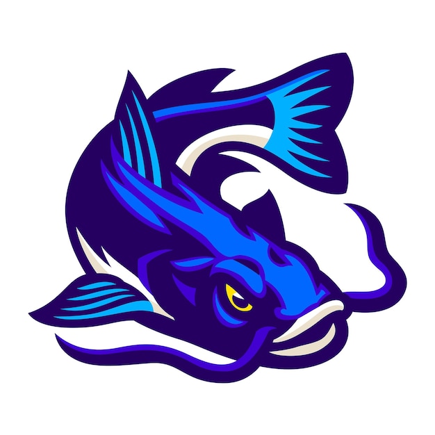 Blue Catfish Logo Maskotka Pływanie