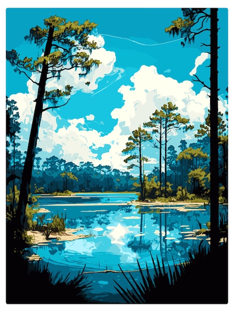 Plik wektorowy blue springs state park na florydzie vintage plakat podróżniczy pamiątkowa pocztówka portret malarstwo wpa