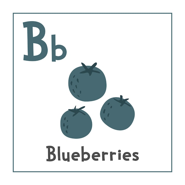 Plik wektorowy blueberries clipart blueberries ilustracja wektorowa kreskówka w stylu płaskim owocy zaczynają się od litery b