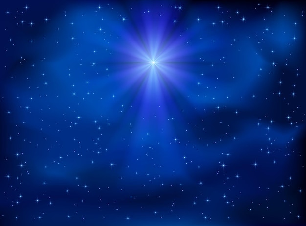 Plik wektorowy błyszcząca gwiazda bożonarodzeniowa na ilustracji błękitnego nieba