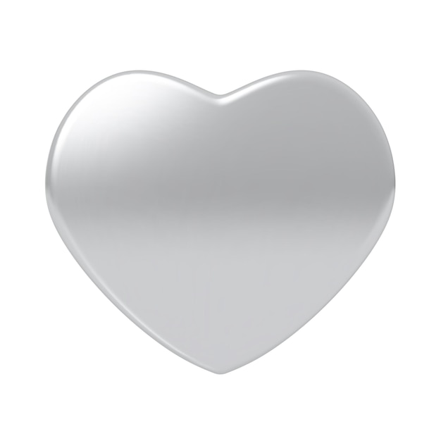 Błyszcząca srebrna ikona serca lub symbol z efektem d