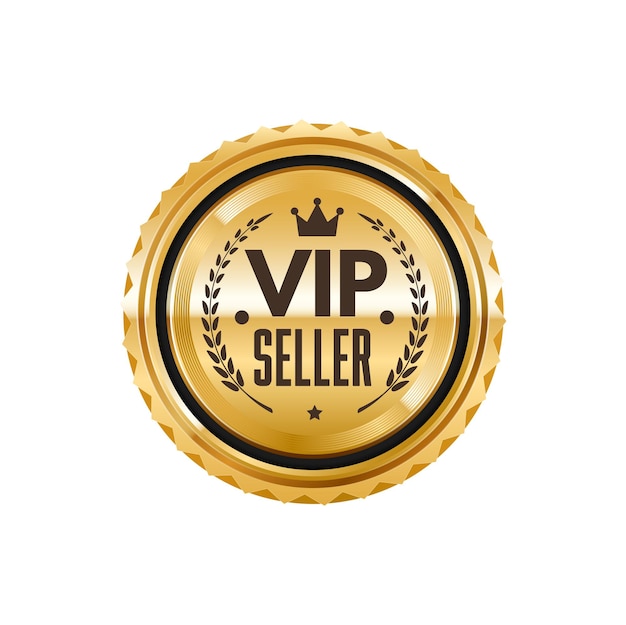 Błyszcząca Złota Odznaka Sprzedawcy Vip Lub Etykieta Premium