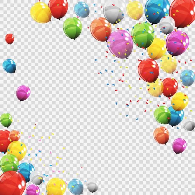 Błyszczące balony helu izolowane i ramki