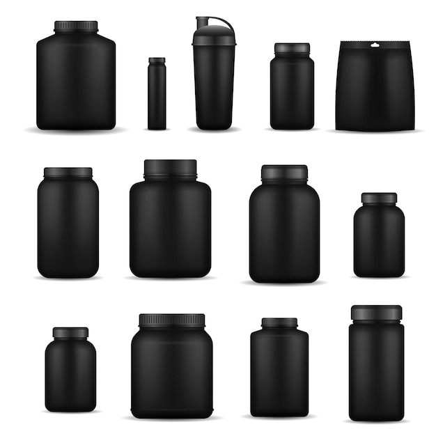 Błyszczące czarne plastikowe opakowanie 3d design