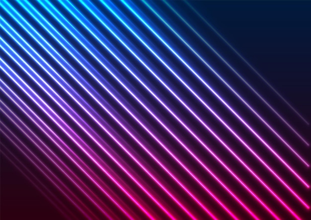 Błyszczące niebieskie, fioletowe, neonowe linie laserowe abstrakcyjne tło