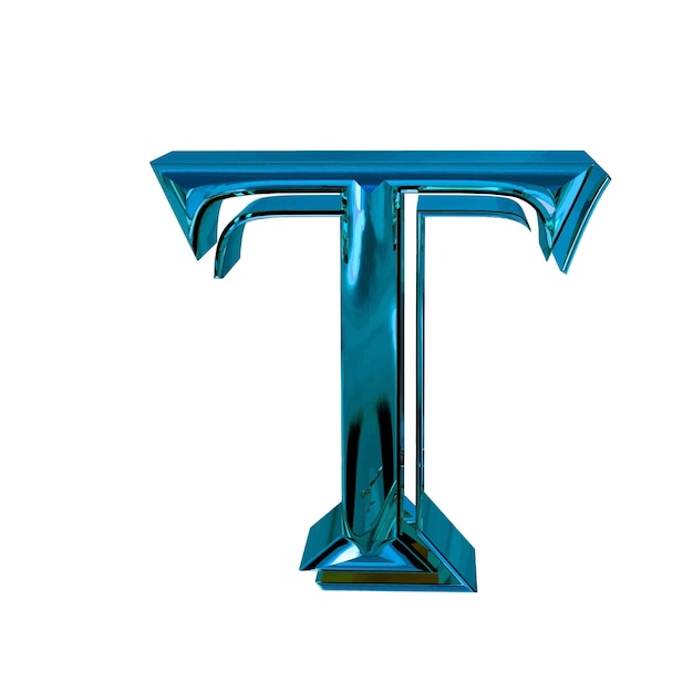 Plik wektorowy błyszczące trójwymiarowe litery w niebieskiej literze t