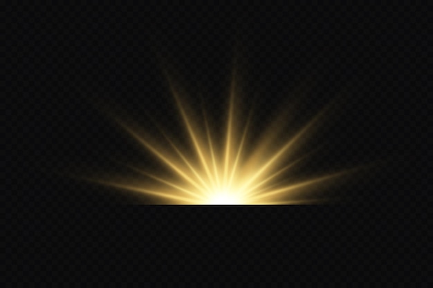 Błyszczące Złote Gwiazdy Efekty świetlne Blask Blask Blask Eksplozja Złote światło Ilustracja Wektorowa