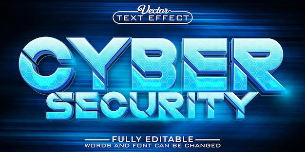 Błyszczący Cyber Security Wektor Edytowalny Szablon Efektu Tekstowego