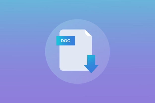Błyszczący format pliku dokumentu doc wektor ikona