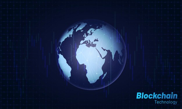 Błyszczący globus z sieci blockchain.