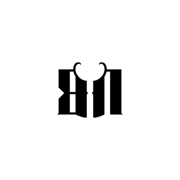 Plik wektorowy bn monogram logo design list tekst nazwa symbol monochromatyczne logotyp alfabet znak proste logo