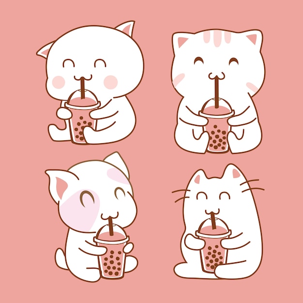 Boba Bubble Milk Maskotka Kawaii Vector Design