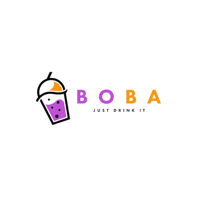 Boba Drink Logo Szablon Wektor