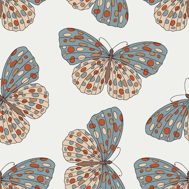 Boho motyl ręcznie rysowane bezszwowe tło wzór