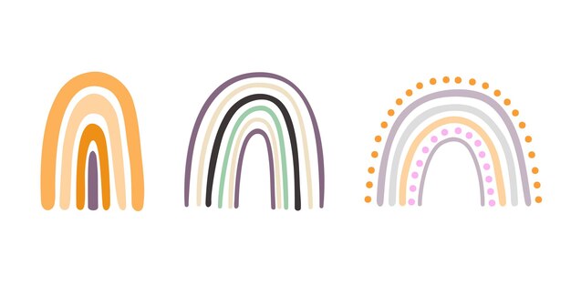 Boho tęcze w modnych pastelowych kolorach minimalistyczna koncepcja tworzenia kart banerów plakatów papierniczych