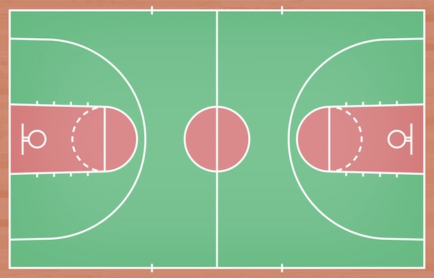 Plik wektorowy boisko do koszykówki podłoga z linią na drewnianym tekstury tle