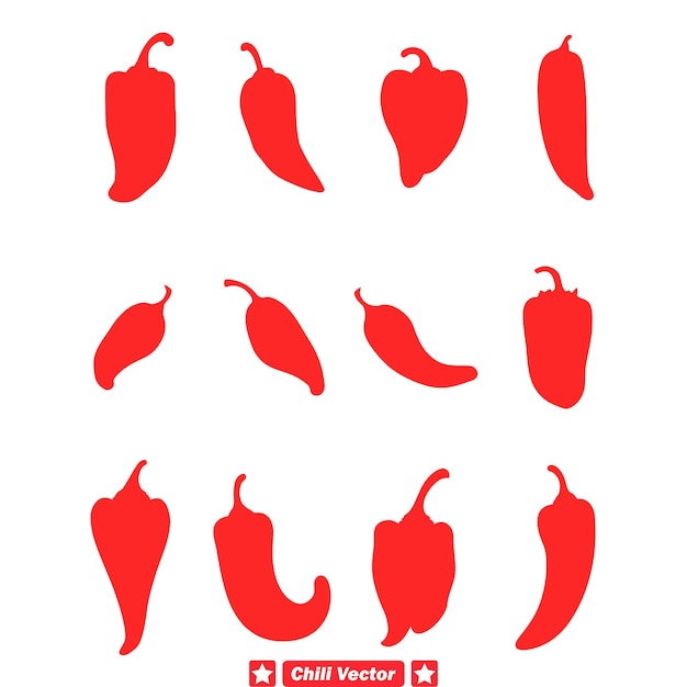 Bold Spice Vibes Chili Vector Set Dodaj zapał do swoich projektów graficznych