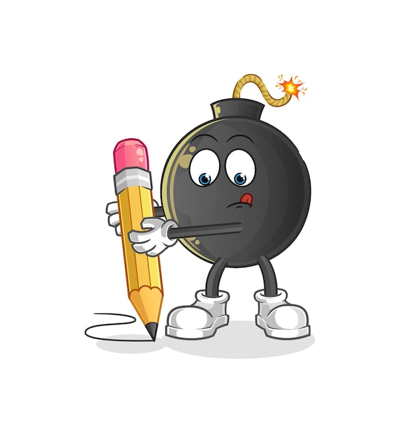 Plik wektorowy bomb pisać ołówkiem. kreskówka maskotka wektor