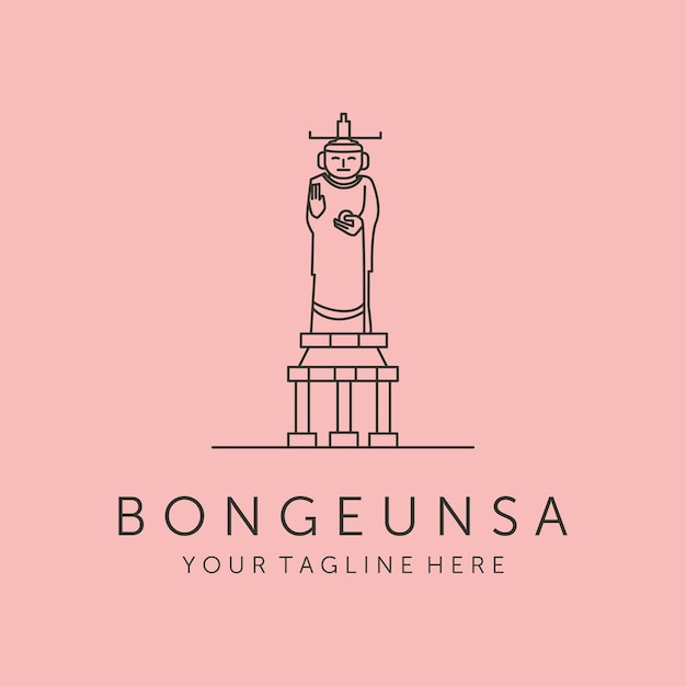 Bongeunsa Punkt Orientacyjny Ikona Linii Logo Wektor Symbol Ilustracja Projekt