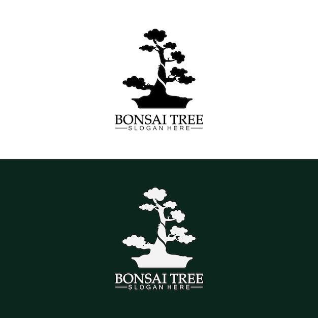 Bonsai Logo Projekt Sylwetka Ikona Wektor