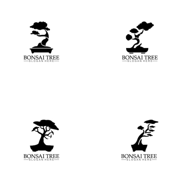 Plik wektorowy bonsai logo projekt sylwetka ikona wektor