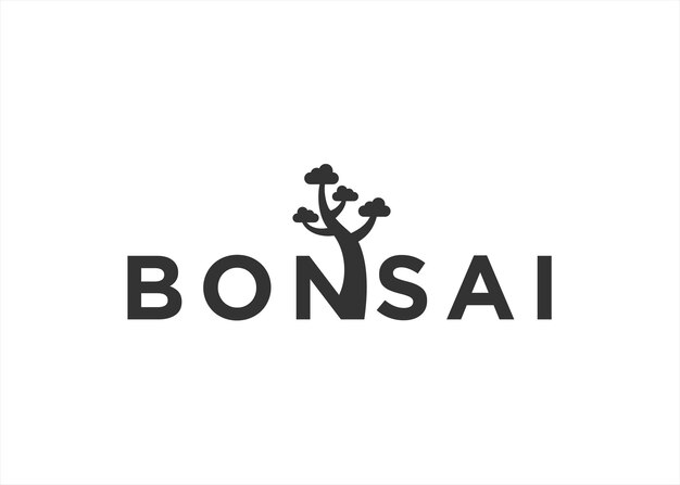 Bonsai Logo Projekt Sylwetka Ikona Wektor