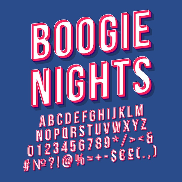 Boogie Nights Vintage 3d Wektor Napis