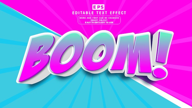 Boom 3d Edytowalny Efekt Tekstowy Wektor Z Tłem