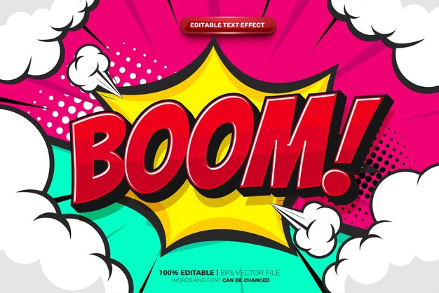 Boom Comic Cartoon Retro Pop Art Efekt Tekstu