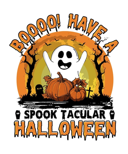 Boooo Wystraszył efektowny Halloween Halloween Stockowy wektor Halloweenowy projekt koszulki