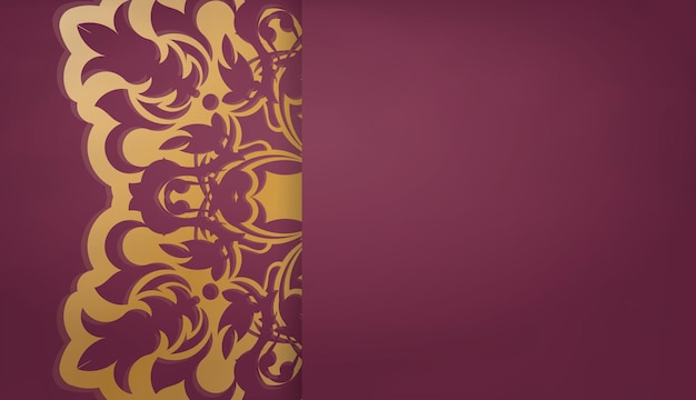Bordowe tło z greckim złotym wzorem i miejscem na logo