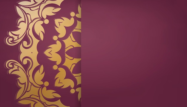 Bordowy baner z abstrakcyjnymi złotymi ornamentami i miejscem na Twoje logo