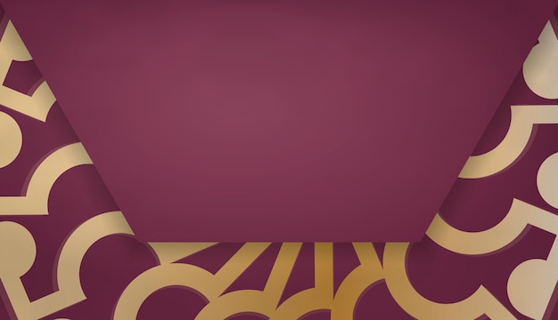 Bordowy Szablon Transparentu Ze Złotymi Ornamentami I Miejscem Na Logo