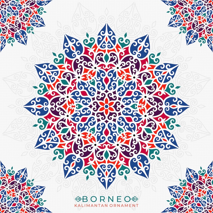 Wektor borneo kalimantan ornament mandala style