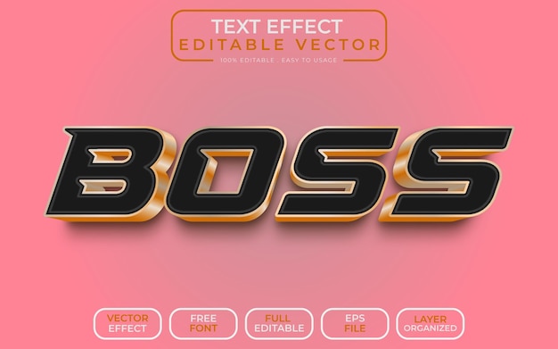Boss 3D efekt tekstowy edytowalny plik wektorowy EPS
