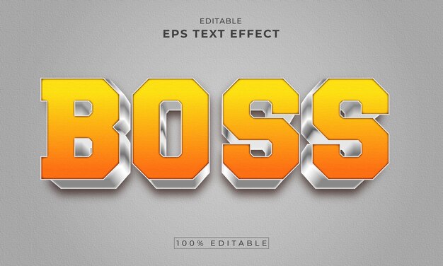 Boss Silver Edytowalny Wektor Premium Z Efektem Tekstowym 3d